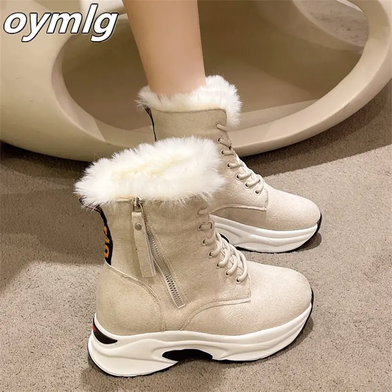 Snow boots women's models in winter 2022 new short boots non -slip and velvet thick bottom increases warm cotton shoes women