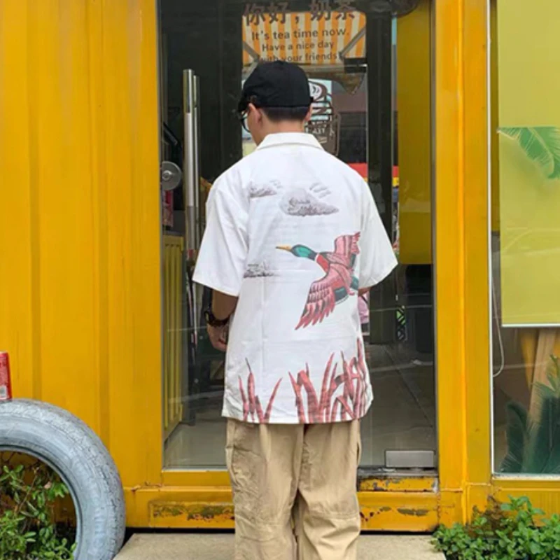 Human Made Shirt Men Women 1:1 Oversize Bird Print HUMAN MADE Hawaii Shirt