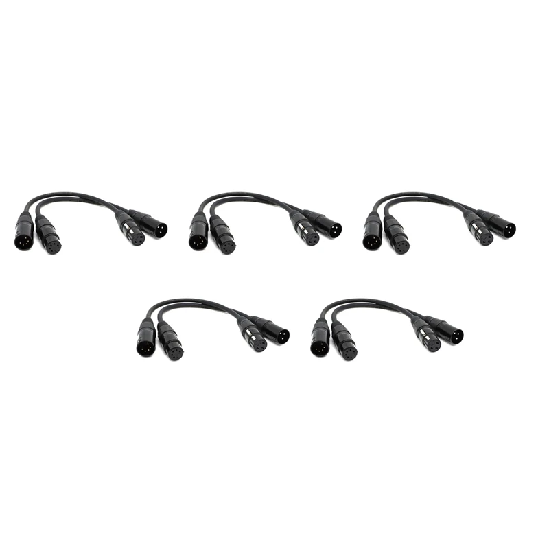 

5X XLR Male 3 Pin To XLR Female 5 Pin & XLR Female 3 Pin To XLR Male 5 Pin Audio Cable, For Microphone DMX Stage Light