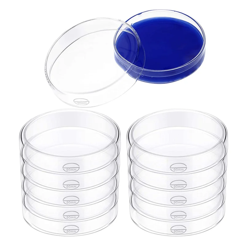 

Glass Petri Dish Set Borosilicate Lab Plates Transparent Tissue Culture Plates with Lid (10 Pieces, 90 x 20 mm)