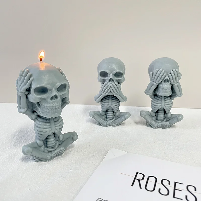 

Creative Skull Candle Mold Silicone DIY Plaster Skull Diffuser Stone Molds For Plaster Aromatherapy Ornament Mold Wax Melt Mold