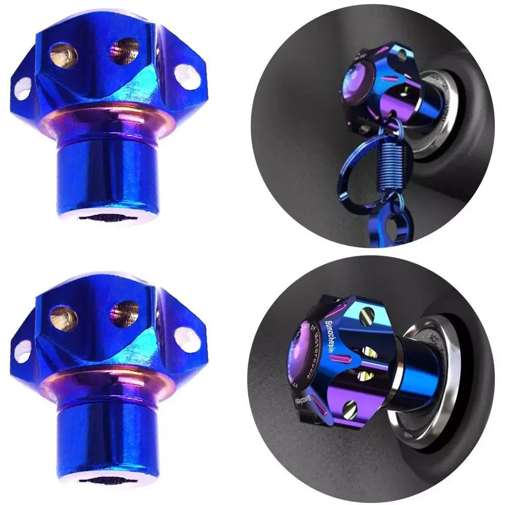

Motorcycle Keychain Modified Key Cover Hexagon Key Head Cover Decorative Burn Blue DIY Key Cover Case Key Ring Car Accessory