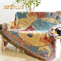 world map sofa throw blanket with tassels 130x180cm cotton knitted bed spread covering quilt floor mat carpet table chair covers