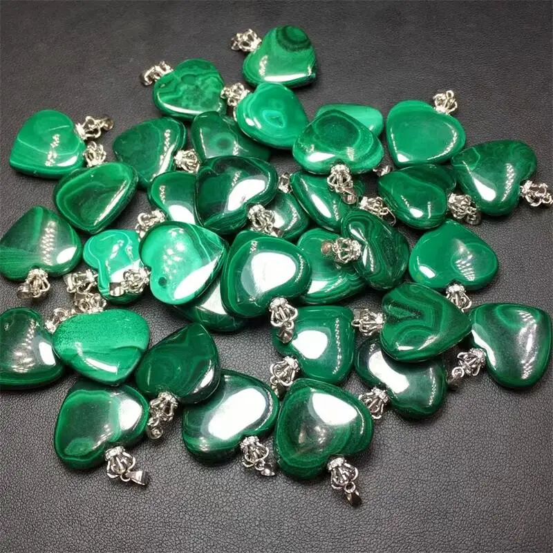 1 шт. Женская цепочка с кулоном в виде сердца из натурального малахита