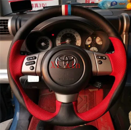 

For Toyota cruiser FJ Custom Leather Suede carbon fiber hand sewn steering wheel cover car interior decoration