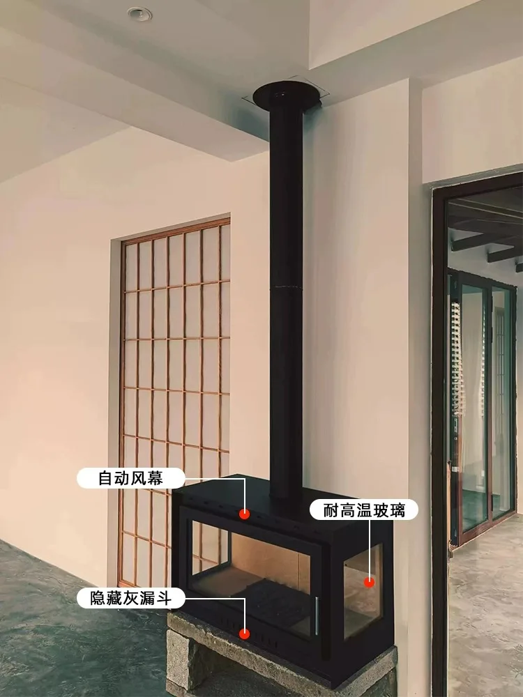 Камин реальный огонь дровяная печь домашняя с подогревом самосборный дом