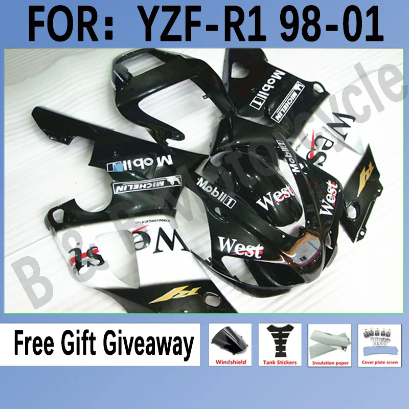

Комплект обтекателей для мотоциклов YAMAHA YZF R1 YZF1000 98 99 00 01 R1 обтекатели для кузова YZFR1 1998-2001 черные белые