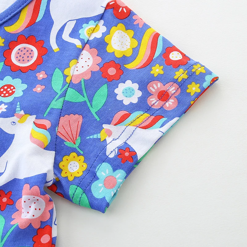 Летнее платье с коротким рукавом для девочек трикотажное хлопковое модное