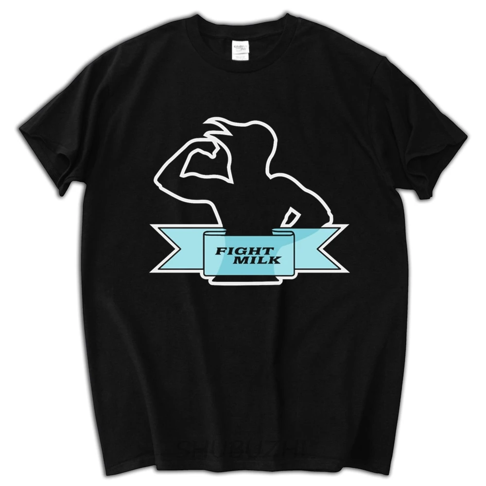 

male funny present Fashion Fight Milk Men's Custom Black T-shirt Size S-2XL Casual Short Sleeve Shirt Tee 100% Cotton tees