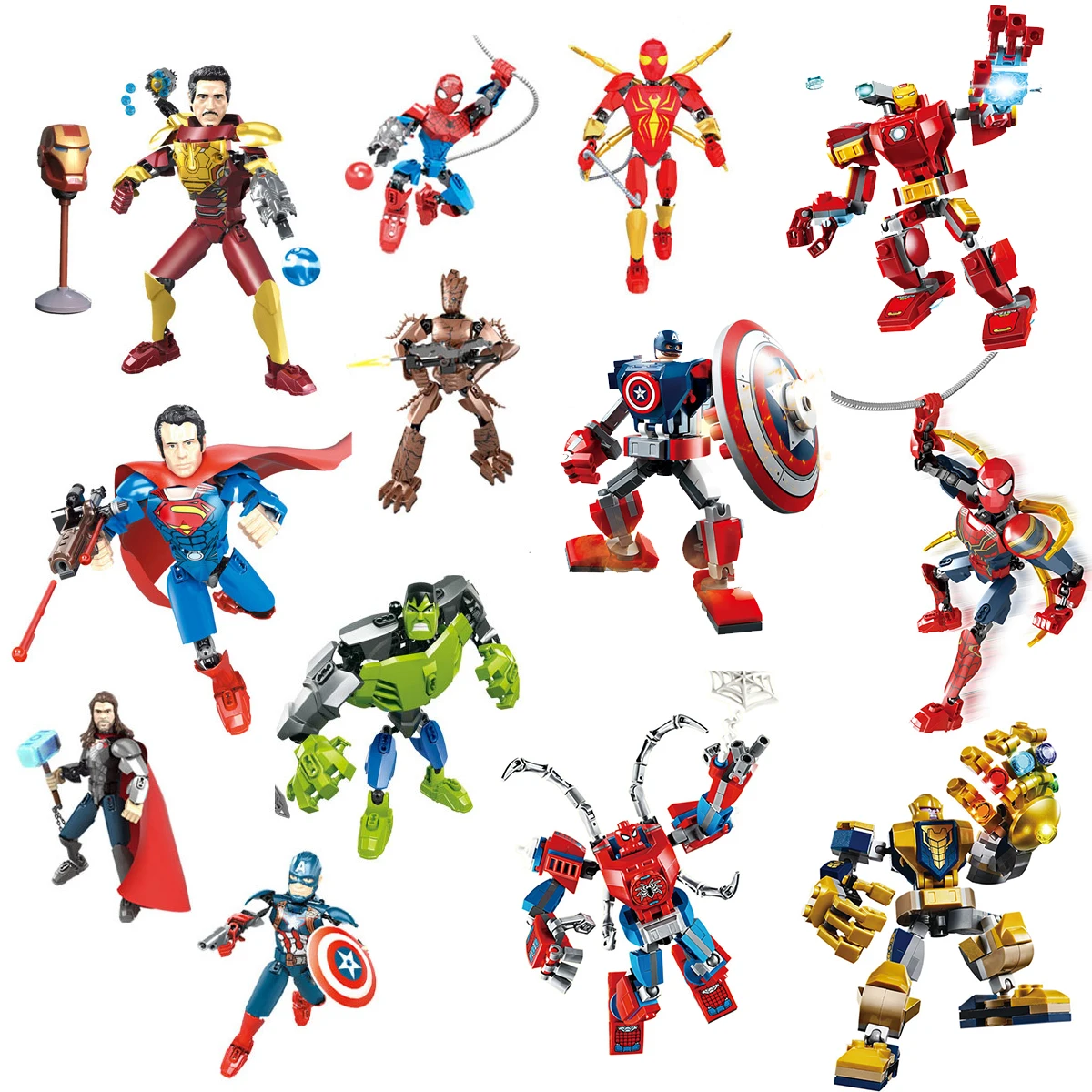 

Disney Marvel Legends Spiderman Action Figure Building Block Home Decor Superhero Iron Man Hulk Brick Kids Children Boy Fan Toys