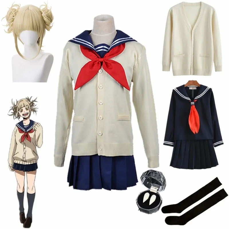 Anime My Hero Academia Boku No Hero Academia Cosplay Costume Himiko Toga JK Uniform Sweater Coat Teeth Halloween Cosplay Clothes