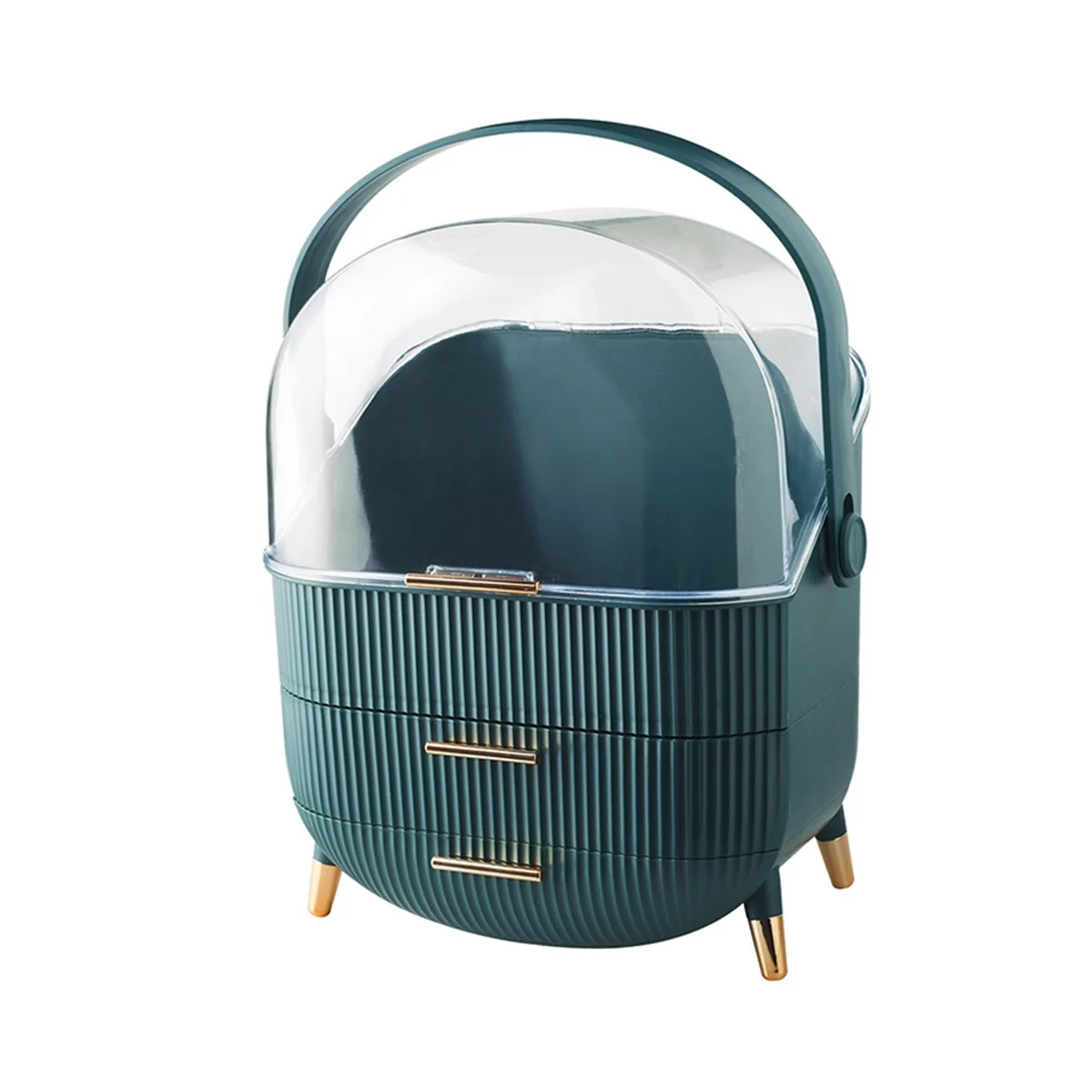 

Cosmetic Storage Box Makeup Waterproof Dustproof Bathroom Desktop Beauty Makeup Organizer Skin Care Storage Drawer-Green