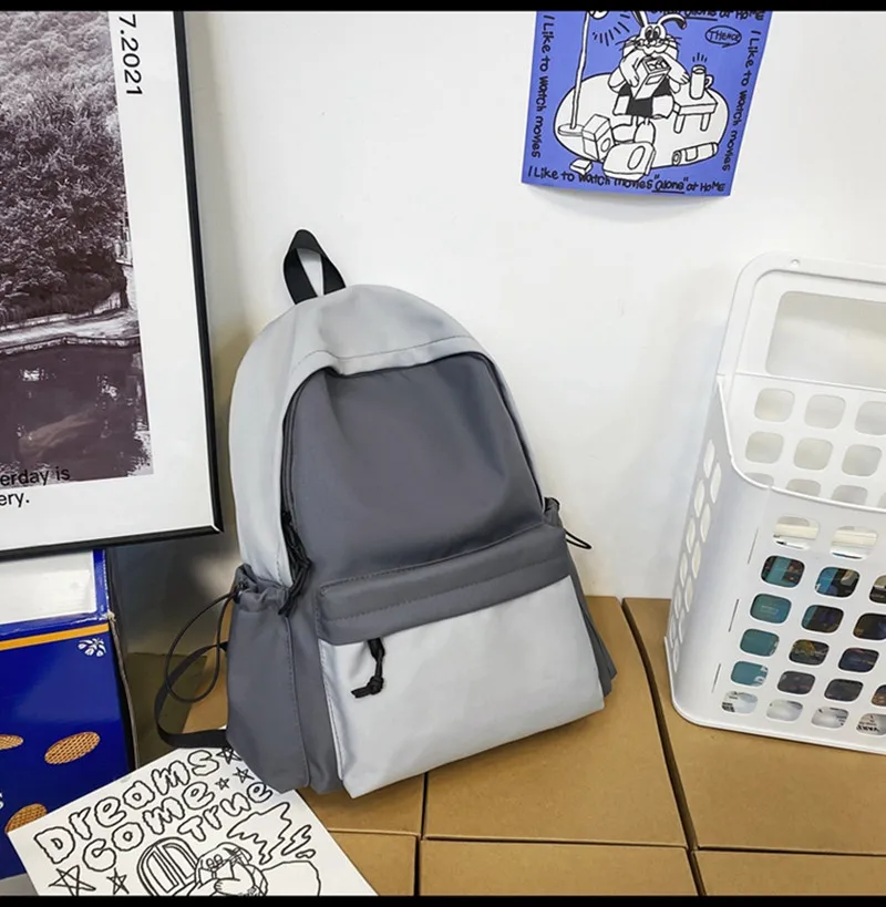 Couple Clash Colour School Bag Simple Casual Fashion Shoulder Backpack Large Capacity Multifunctional School Bag