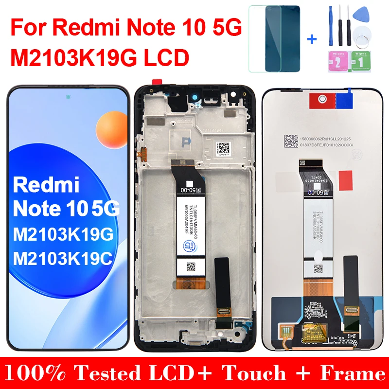 

6.5'' Original Note 10 5G LCD Xiaomi Redmi Note 10 5G M2103K19G M2103K19C Display Touch Screen Digitizer Assembly Replacement