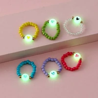 6pcsset candy color beads glow in the dark luminous ring for girls daughters best friend gift
