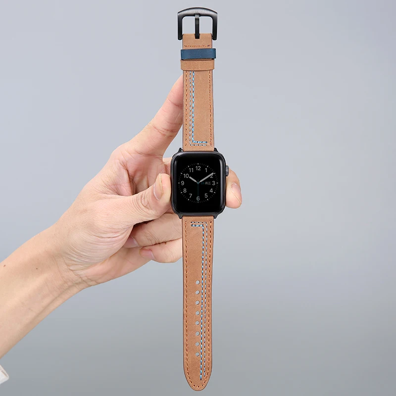 Leather strap For Apple Watch Band Series7 6 5 4 3 SE iWatch 41mm 45mm 40mm 44mm 42mm 38mm Wrist Belt enlarge