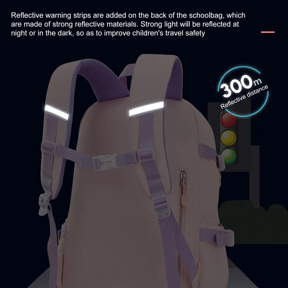 Students Backpack Cartoon Rabbit Waterproof Oxford Cloth Smooth Zipper Bookbag School Bag for Middle School Students