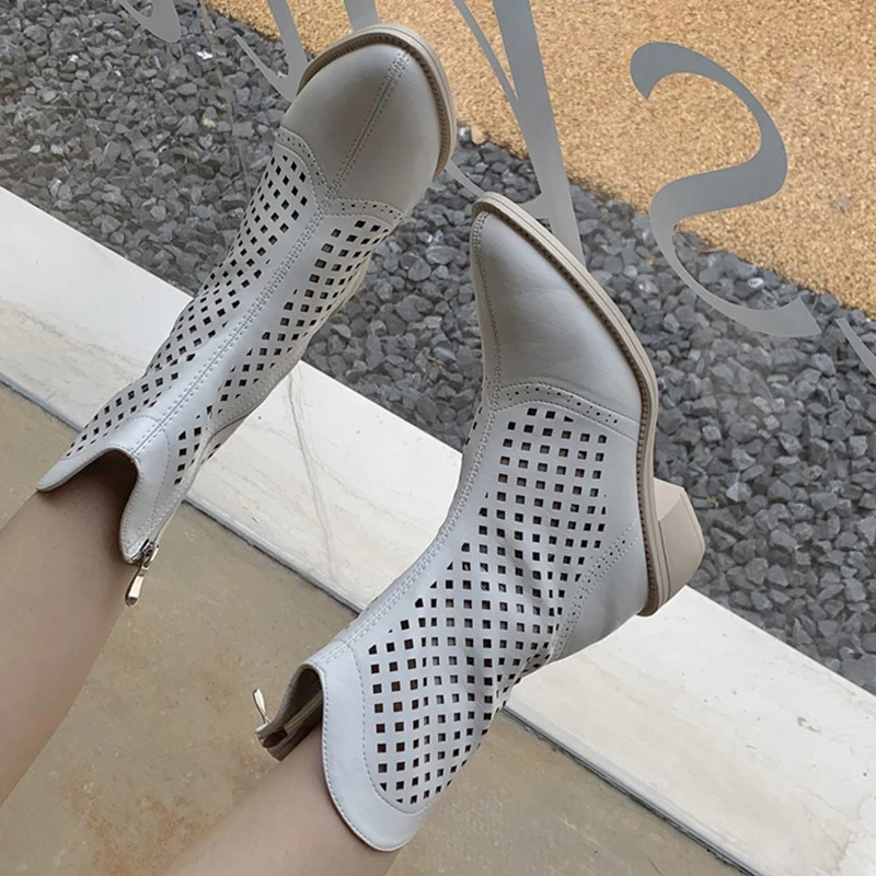 

Женские полусапожки Челси в западном стиле, короткие женские уличные ботинки, модные элегантные сетчатые полусапожки с острым носком на мо...