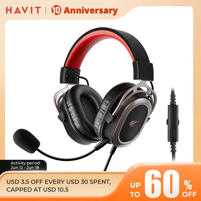 HAVIT H2008d Wired Gaming Headset with 3.5mm Plug 50mm Drivers Surround Sound HD Mic for PS4 PS5 XBox PC Laptop Gamer Headphone 1