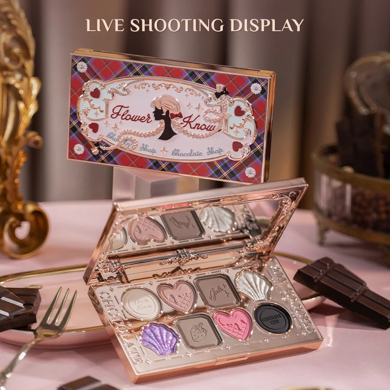 Flower Knows Chocolate Wonder-Shop Eyeshadow Palette 8-Color Eye Makeup Cosmetics