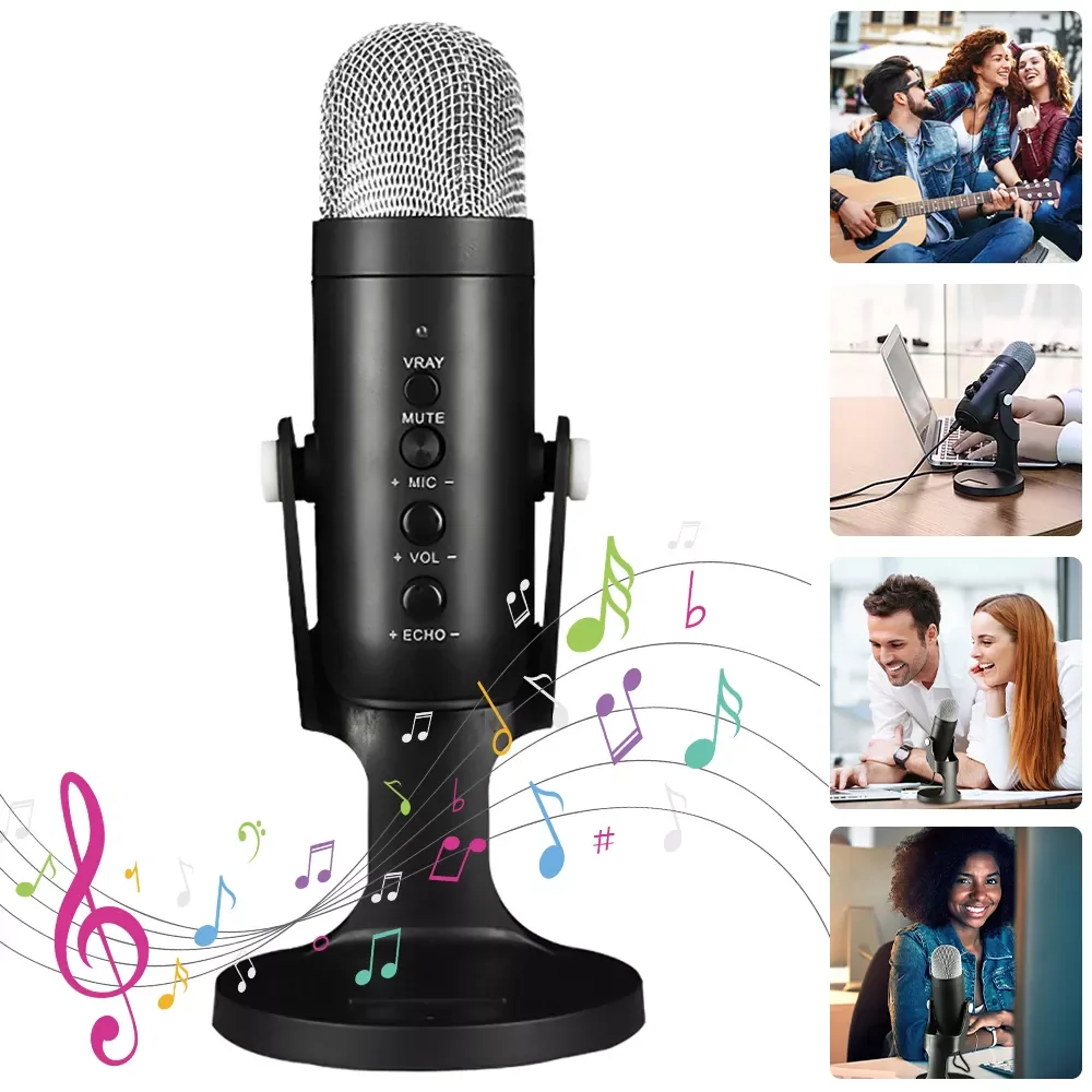 

NEW2023 Professional USB Condenser Microphone Studio Recording Mic for PC Computer Laptop Gaming Streaming Singing Video Microfo