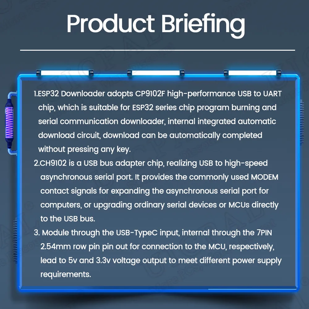Модуль загрузчика CH9102F запись программного обеспечения для ESP32 MINI TYPE-C USB UART RS232 RS485