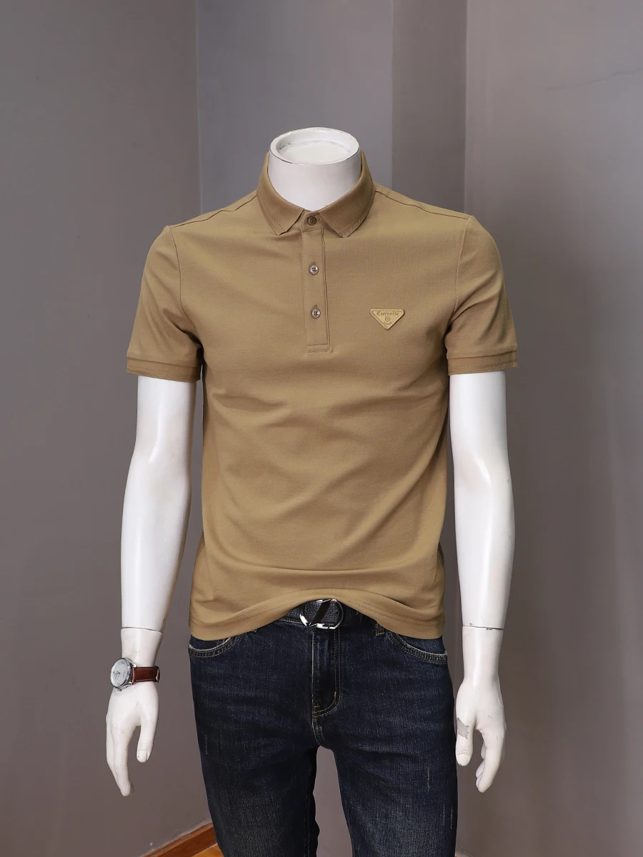 Idij Men's Business Youth Short sleeve Polo Shirt 2024 Summer Slim fit Trendy Half Sleeve T-shirt Fashion Top