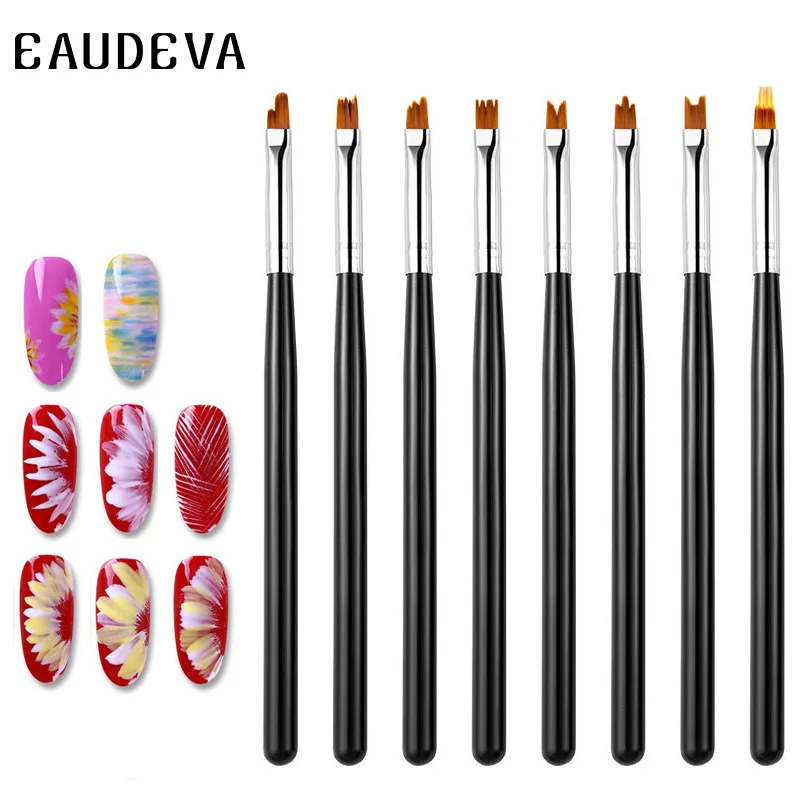 

1pc Nail Brush Nail Art Petals Pan French Stripe Nail Art Brush Liquid Powder Carving Drawing Pattern Gel Brush Nail Adorn Tools