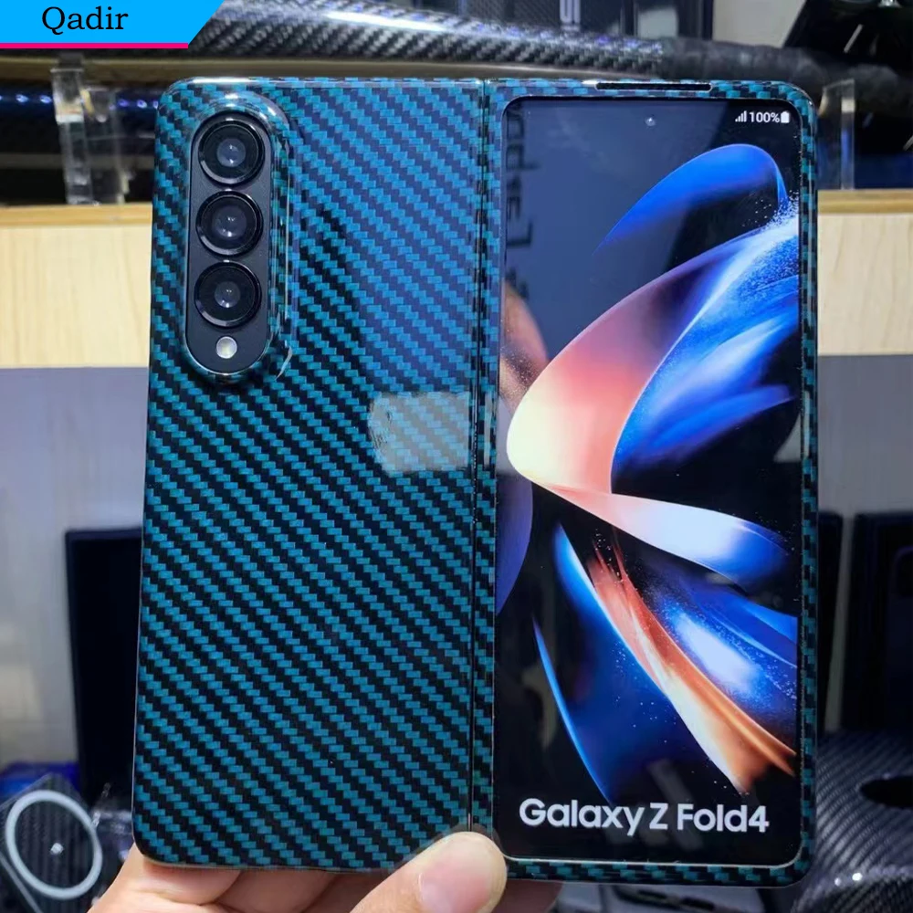 Kup QADIR Kolor Czystego Włókna Węglowego Etui Do Samsung Galaxy Z Krotnie 4 Przypadku Ultra Cienkie Włókna Aramidowe Biznes Telefon Pokrywa Dla Z Krotnie 4