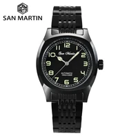 san martin original military mechanical automatic watch 38mm black men watches sapphire lume relogio autom%c3%a1tico 10bar sn0026ah