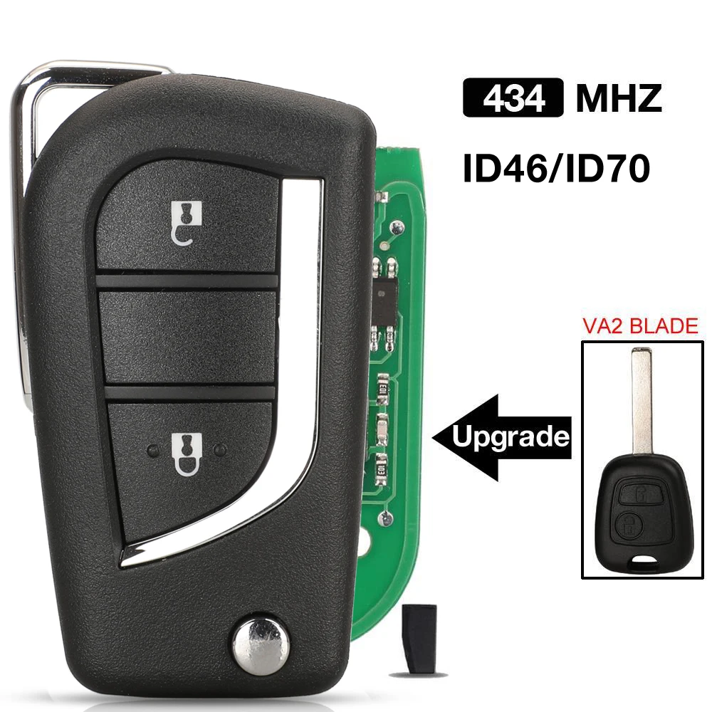 

Jingyuqin 2 BTN 434 МГц ID70 ID46 Обновление чипа Складной откидной дистанционный ключ от машины для Toyota Aygo Peugeot 106 107 Citroen C1 2005-2014