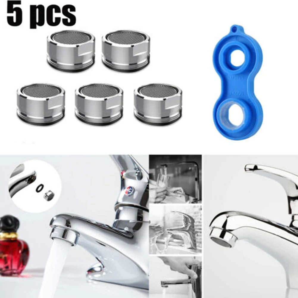 

5pcs Tap Aerator Bubbler Spray Filter Nozzle With Nozzle Wrench Kitchen Bathroom Basin Faucet Water Saving Splash Prevention