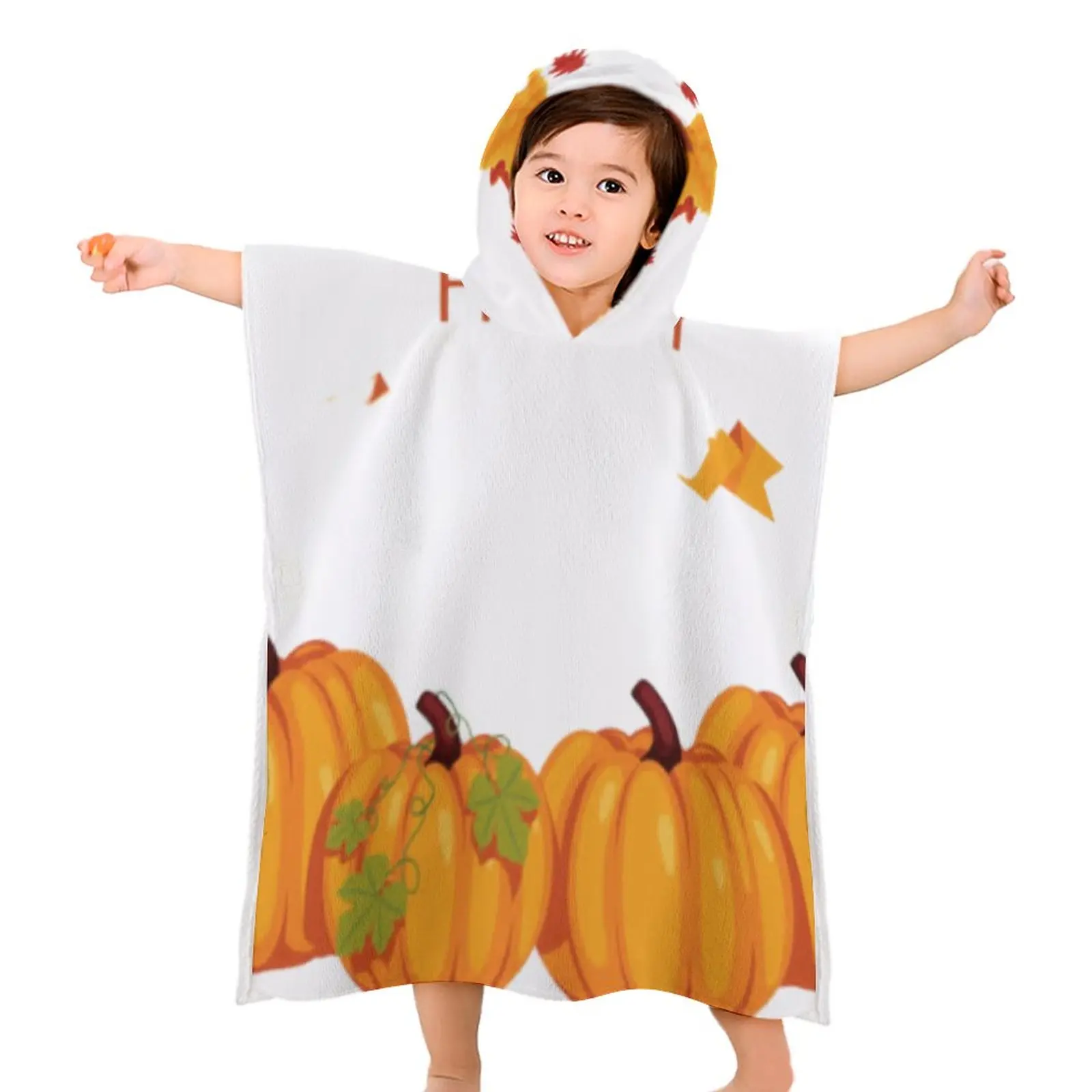 

Мультяшное детское банное полотенце на День Благодарения, полотенце из микрофибры и хлопка с капюшоном, пляжное полотенце, мягкое пончо, де...