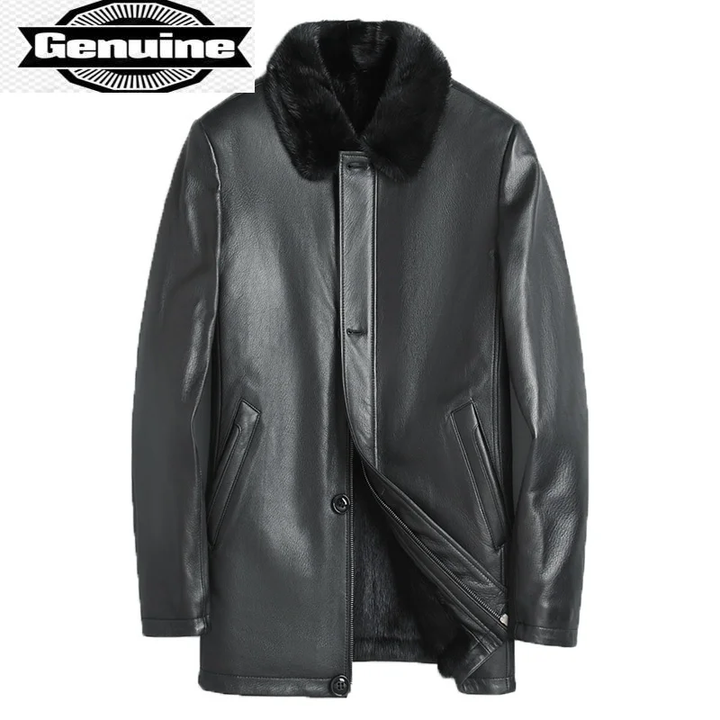 

Coat 2023 Winter Men's Fur Genuine Goatskin Leather Jackets Male Black Mink Fur Liner Man's Jacket Chaqueta Hombre Gm330