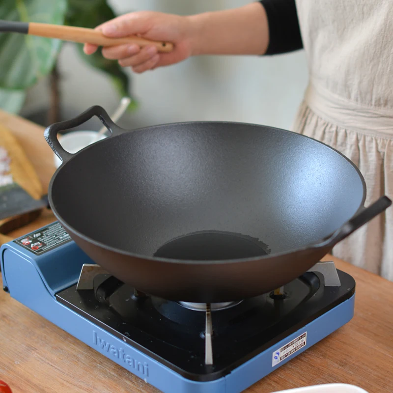 

Chinese Cast Iron Wok Stove Non Stick Cooking Pot Pan Traditional Wok For Gas Home Cookware Ollas De Cocina Kitchen Accessories