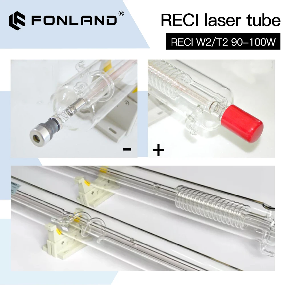 FONLAND Reci W2/T2 90W-100W CO2 Laser Tube Dia.80mm/65mm For CO2 Laser Engraving Cutting Machine Wooden Case Box Packing enlarge