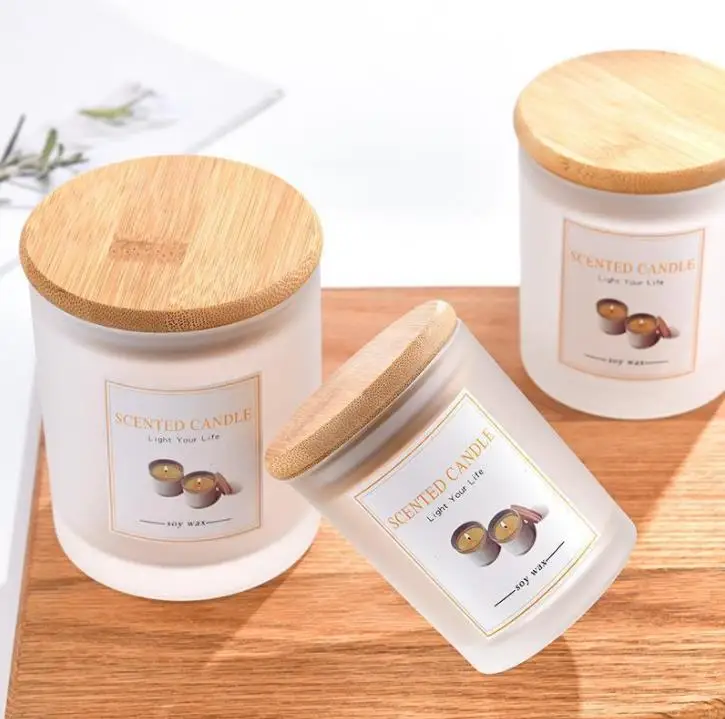 

Candle Holders Cup Environmentally Soybean Candle Glass Bottle with Bamboo Lid Scented Candles birthday Jars Decoracion SN4253