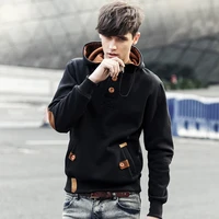 mens hooded casual solid color sweater jacket