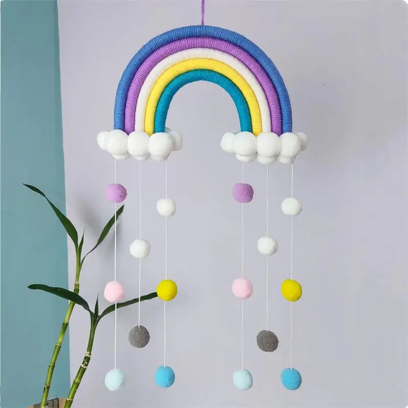 

Nordic Style Woven Rainbow Cloud Wall Hanging Pendant Handmade Macrame Pendant Gifts Home Baby Living Room Wall Tent Decoration