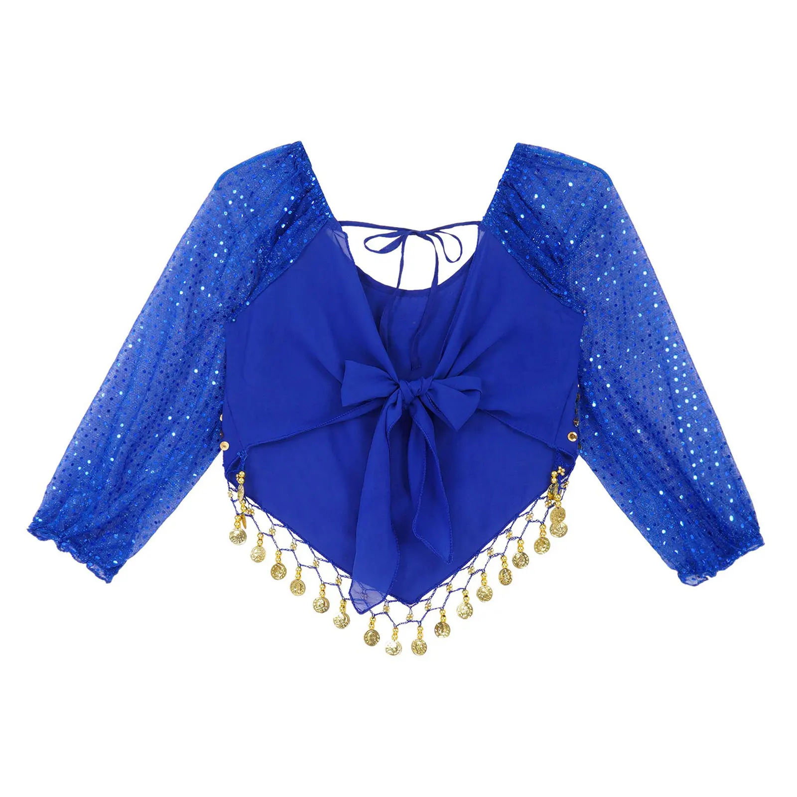 Женский шифоновый топ с блестками и длинным рукавом для танца живота