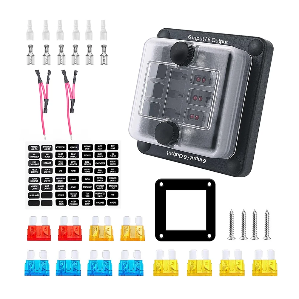 

6 Way Fuse Box Car Fuses Fuse Organizer Box Water Proof Car Audio Fuse PC Marine Fuse Block Auto Fuse