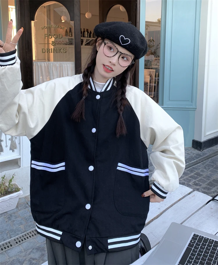

Американская винтажная уличная одежда, Бейсбольные женские пальто в Корейском стиле, свободная Студенческая модная куртка-бомбер, верхняя одежда, топы