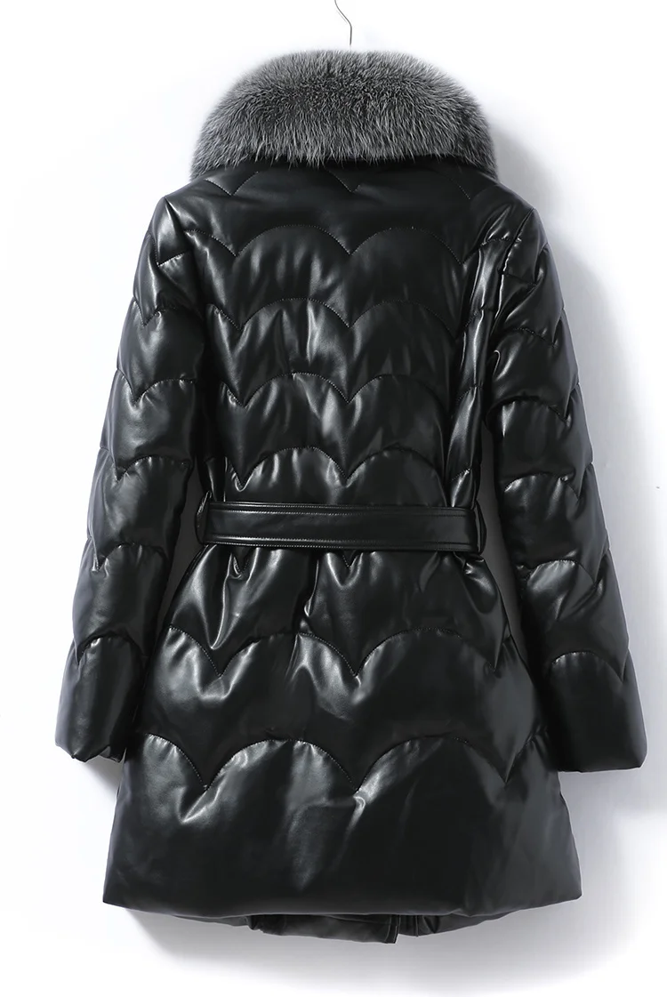 

2023Leather jacket,New Genuine Sheepskin Jacket Women Winter Warm Down Jackets Hooded Mid-length Sheepskin Coat Fox Fur Collar P