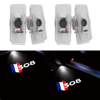 2pieces car door led welcome light for peugeot 308 shadow lamp logo laser projector ghost light accessories