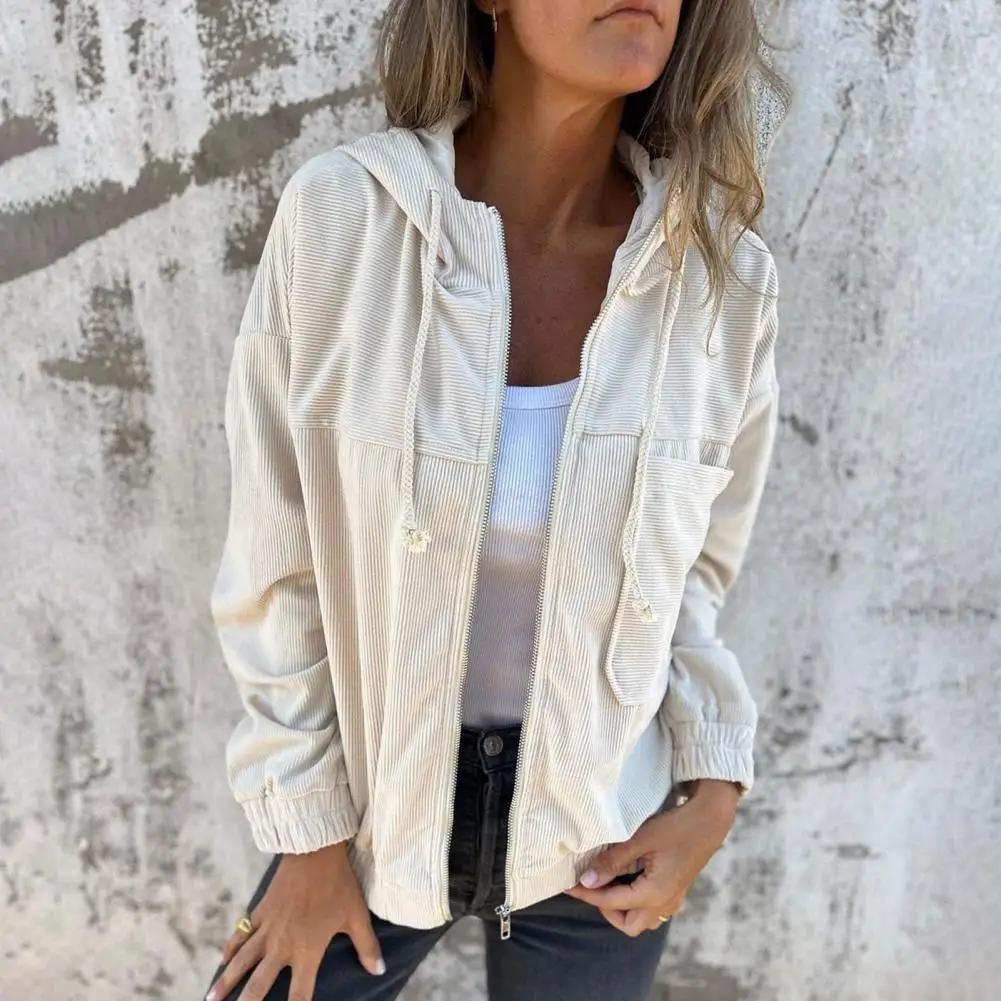 Весенне-осеннее женское пальто свободная однотонная куртка-кардиган с капюшоном