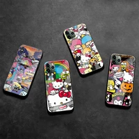 hello kitty kuromi my melody sanrio phone case tempered glass for iphone 13 12 mini 11 pro xr xs max 8 x 7 plus se 2020 cover
