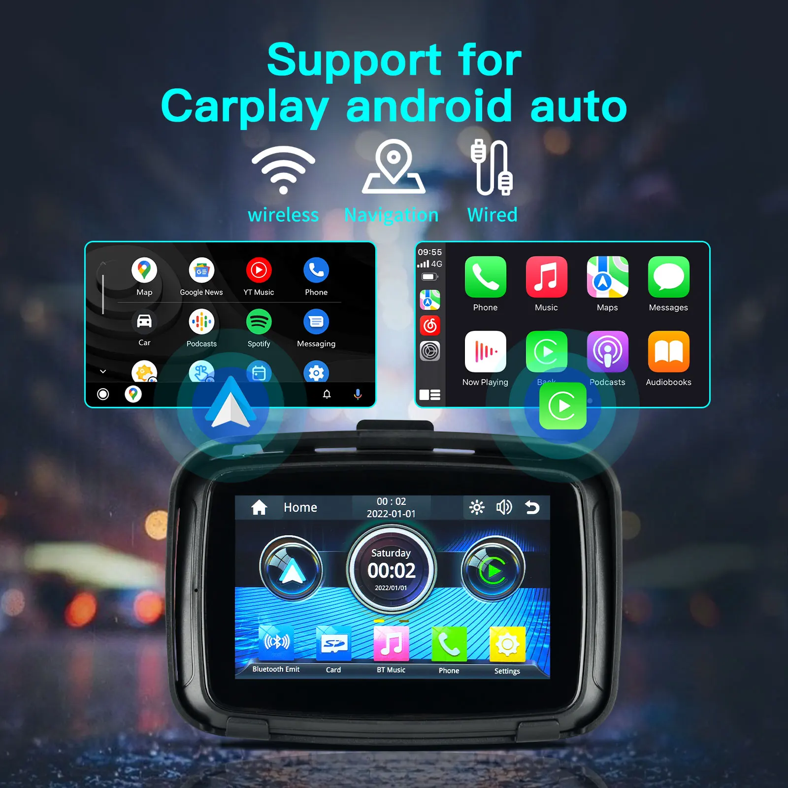 Аксессуары для мотоциклов carplay мотоцикла IPX7 водонепроницаемый монитор