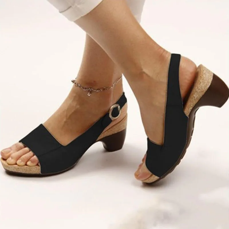 Sandalias de plataforma para Mujer, zapatos elegantes de tacón grueso, ligeros, para verano, 2022