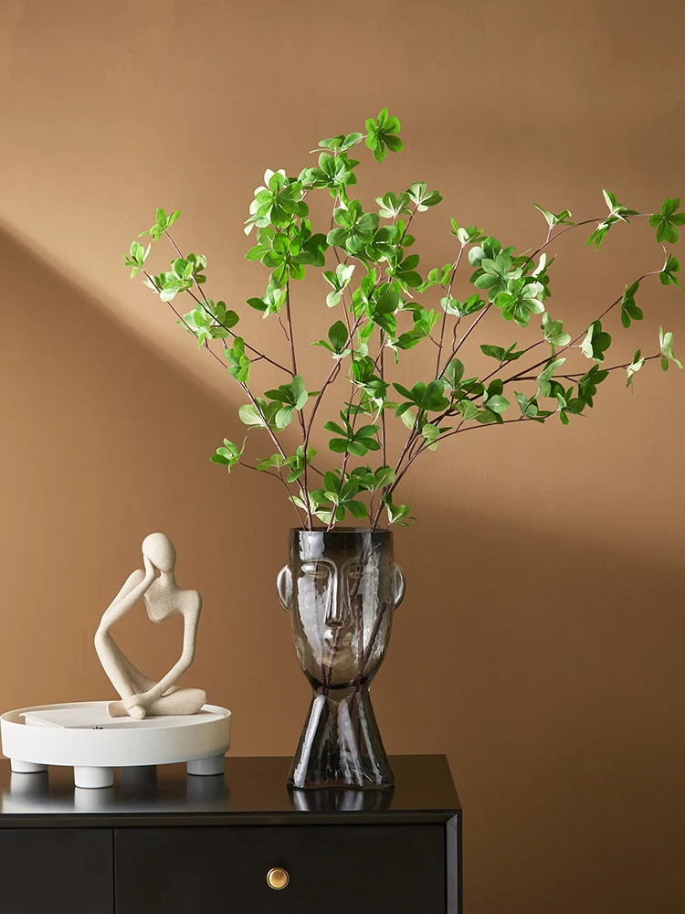 

Nordic Style Face Art Decoration Living Room Table Flower Arrangement Light Luxury Small Vase Net Red Glass Dried Flower Decorat