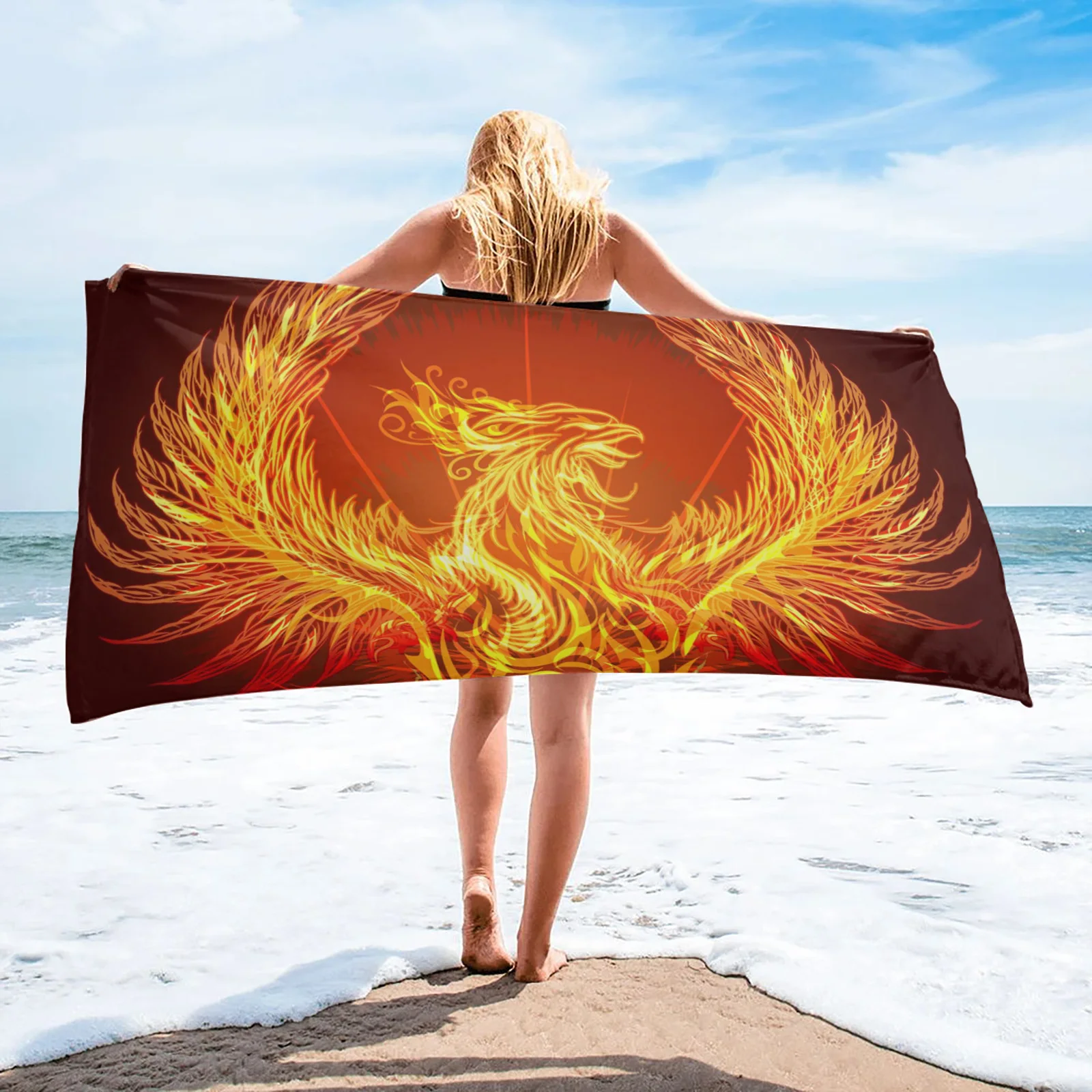 

Phoenix Wings Divine Modern Household Bath Towel Quick Dry Fitness Spa Towel Stylish Microfiber Beach Towel